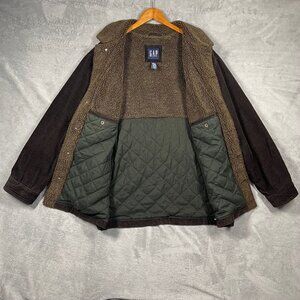 Vintage Gap Mens XL Oversized Chocolate Brown Corduroy Sherpa Lined Jacket